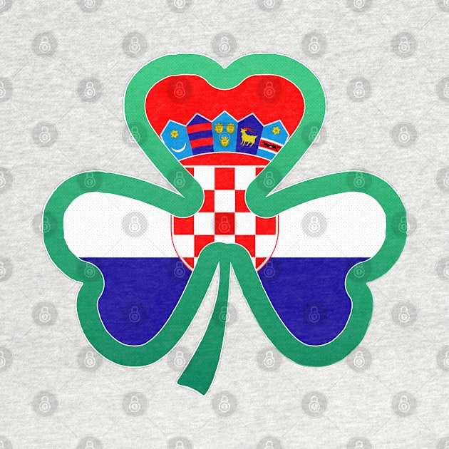 Croatian Flag for st patricks day, Irish Shamrock by Myteeshirts